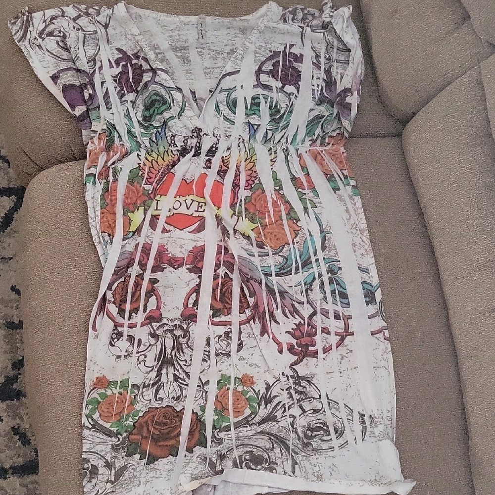 Ed Hardy Colorful Love Graphic Tunic
